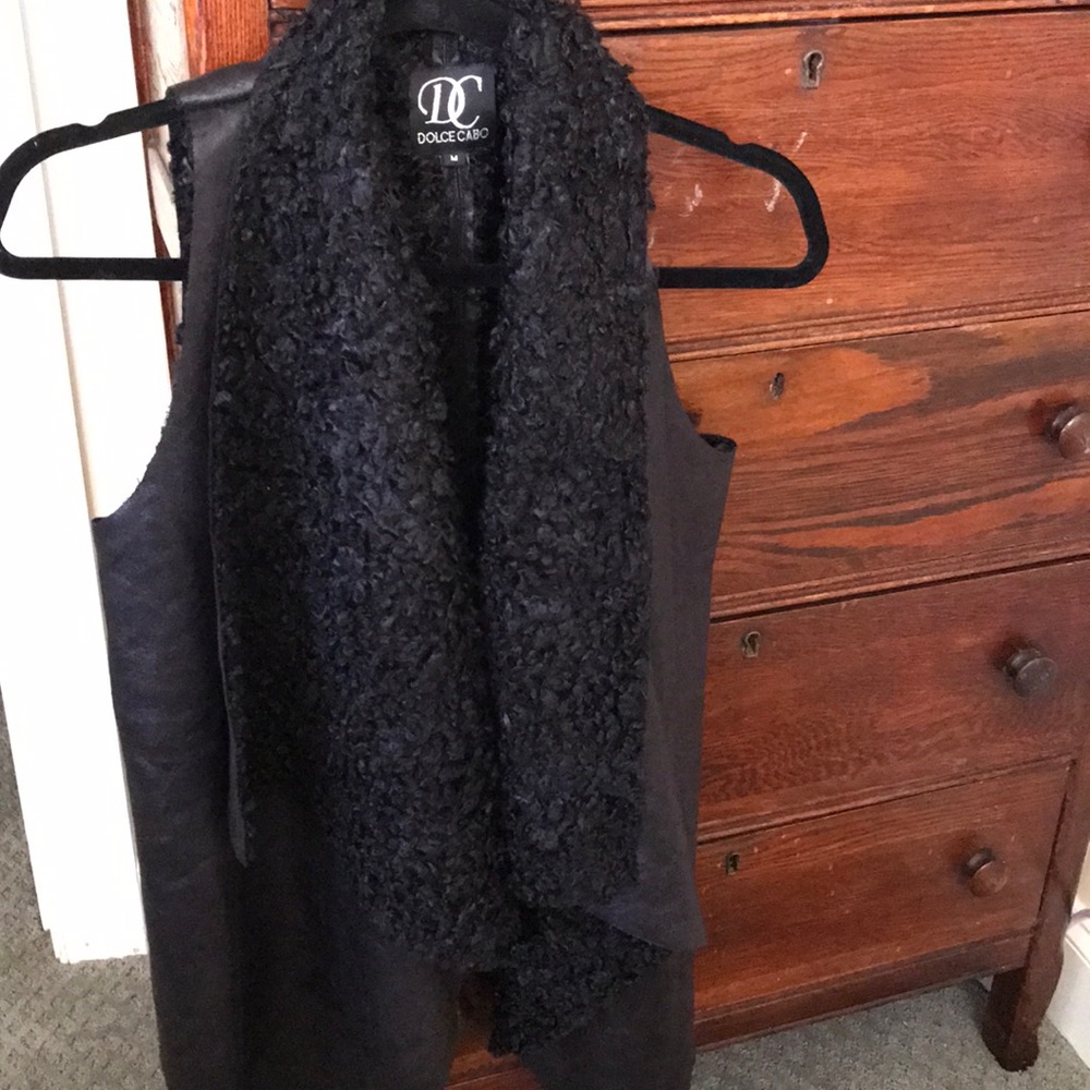 Black furry vest